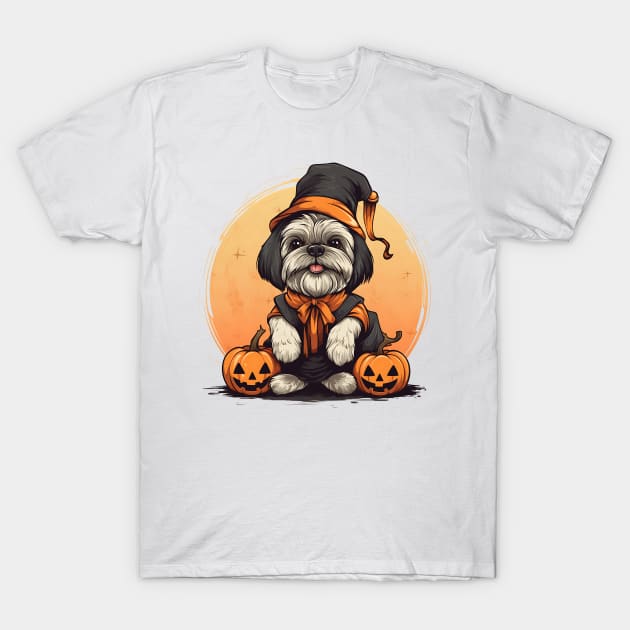 Halloween Shih Tzu Dog #4 T-Shirt by Chromatic Fusion Studio